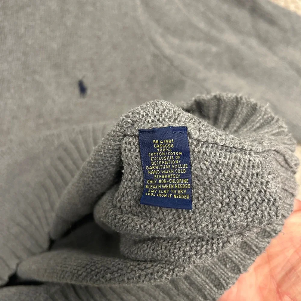 Polo Ralph‎ Lauren Crewneck Sweater Men Size XL Gray Pony Cotton Preppy Knit
